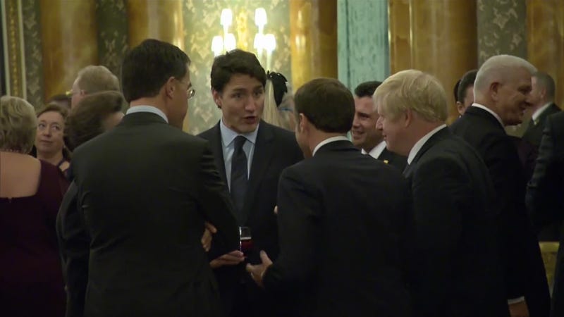 Emmanuel Macron, Justin Trudeau, Boris Johnson at NATO summit
