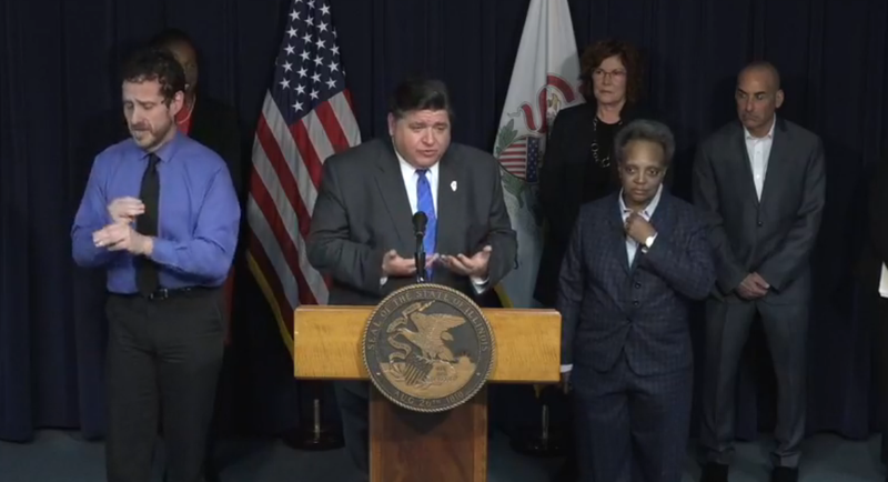 Governor JB Pritzker takes questions at a March 15, 2020 news conference