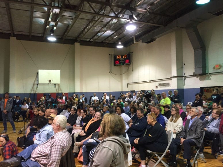 Close to 200 people, many of whom were residents concerned about their safety, packed a community center in Port Richmond to voice concerns about a proposed safe injection site in their community.