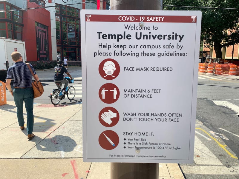 COVID-19 guidelines posted at Temple University