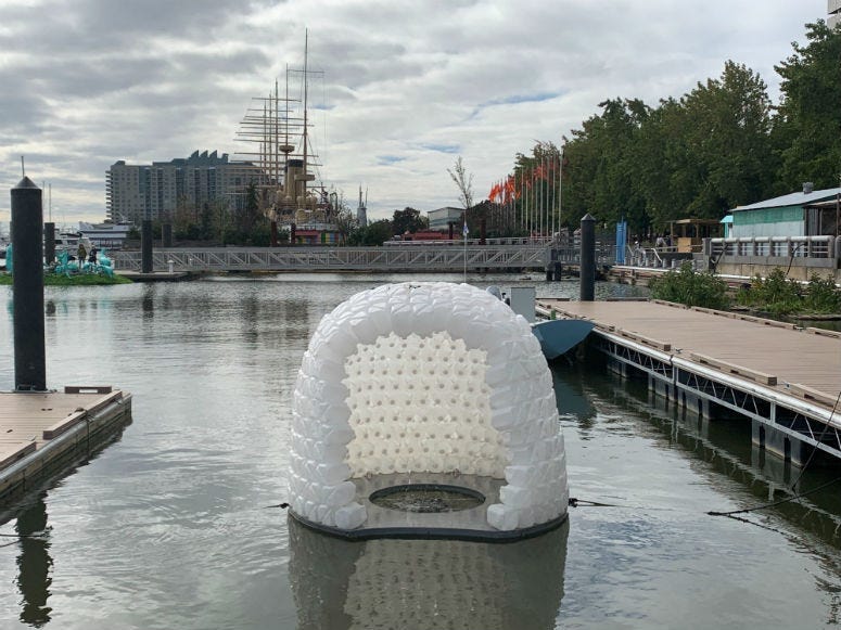 A new temporary exhibit opens Saturday in the Delaware River outside the Independence Seaport Museum.