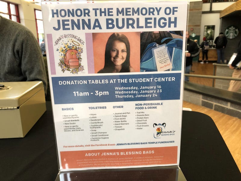 The donation tables for Jenna’s Blessing Bags will be back at Temple Jan. 23 and 24 from 11 a.m. to 3 p.m.