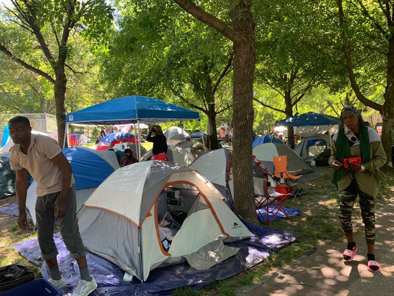 A tent encampment along the Ben Franklin Parkway has also come to double as a protest against housing inequities.