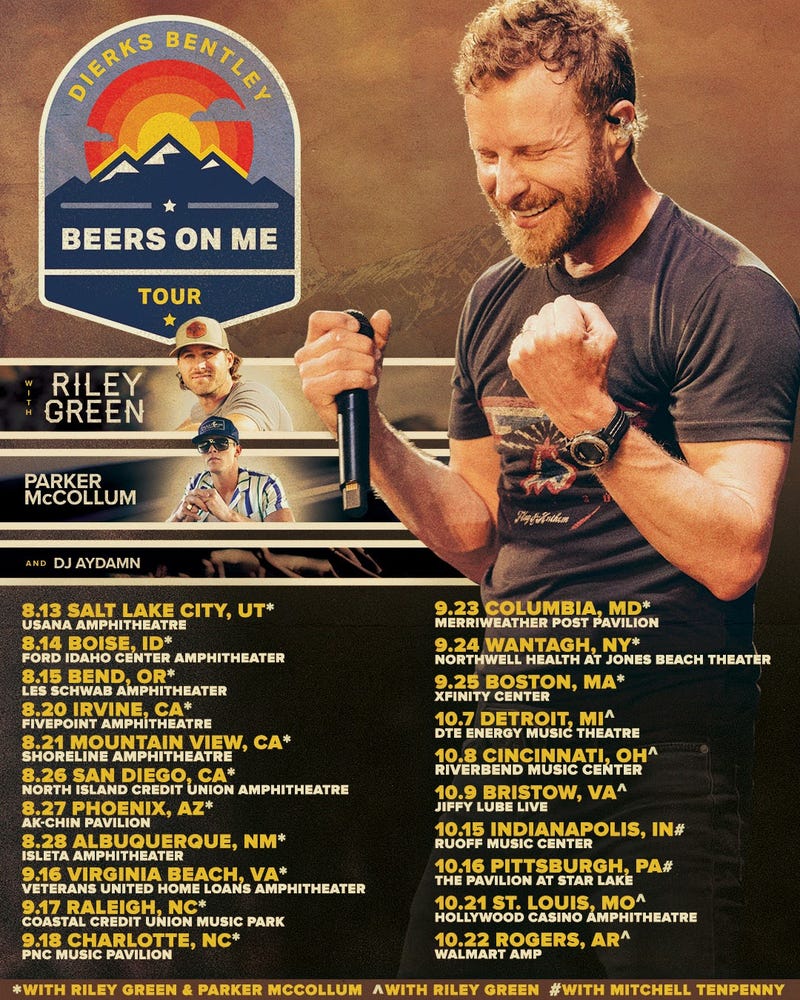 Dierks Bentley 'Beers On Me' 2021 Tour dates