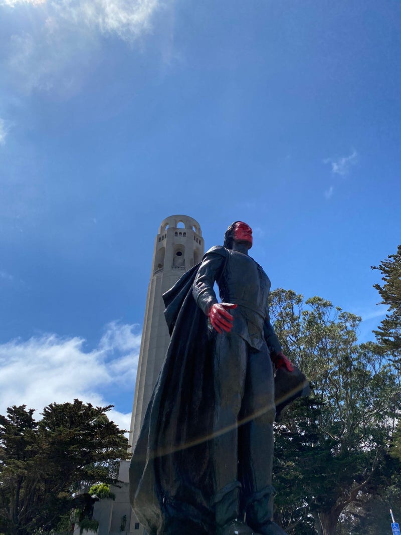 San Francisco's Christopher Columbus statue was vandalized late last week.