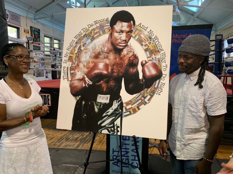 Mural Arts Philadelphia unveiled plans and a first look at the latest work of art, which will honor legendary boxer and Philadelphian Smokin' Joe Frazier at an infamous spot boxing historians will definitely appreciate.