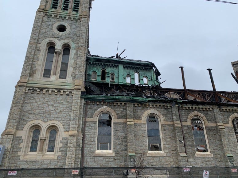 Greater Bible Way Temple months after a fire ravaged the church.