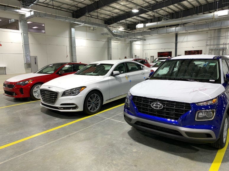 Cars at the Port of Philadelphia's new Southport Terminal.