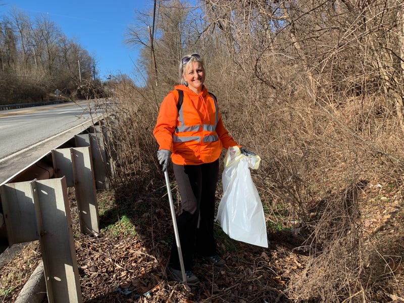 Kelly McDowell is a one-woman cleanup crew picking up litter along Chester County roads.