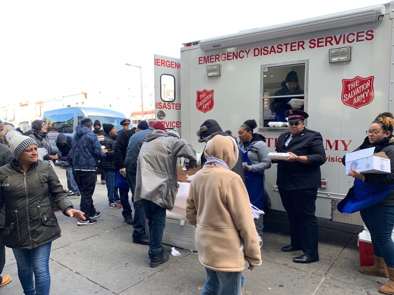 The Salvation Army gave out 250 hot meals in about a half hour on Thanksgiving in Kensington.