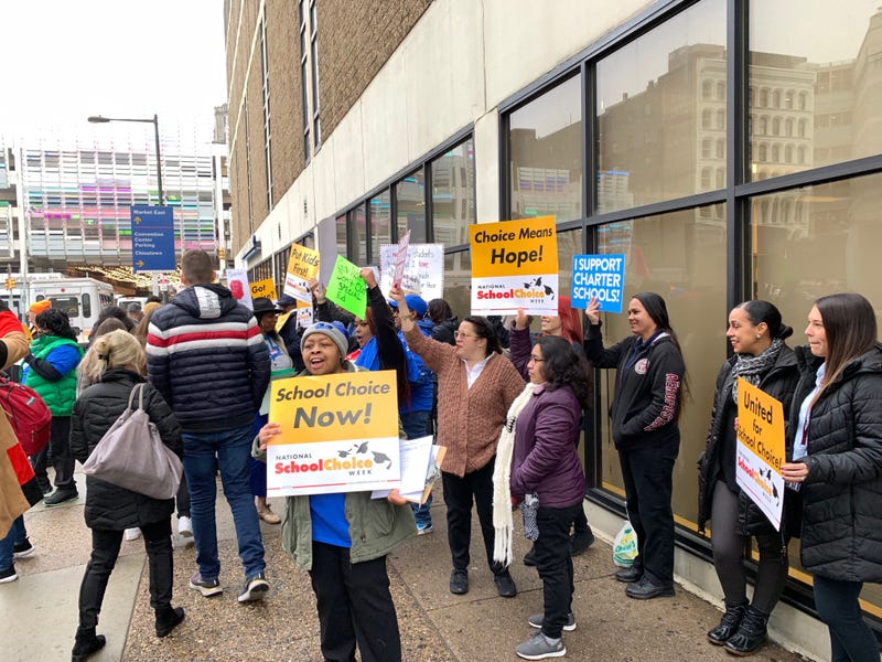 Charter school advocates protest governor's budget proposal