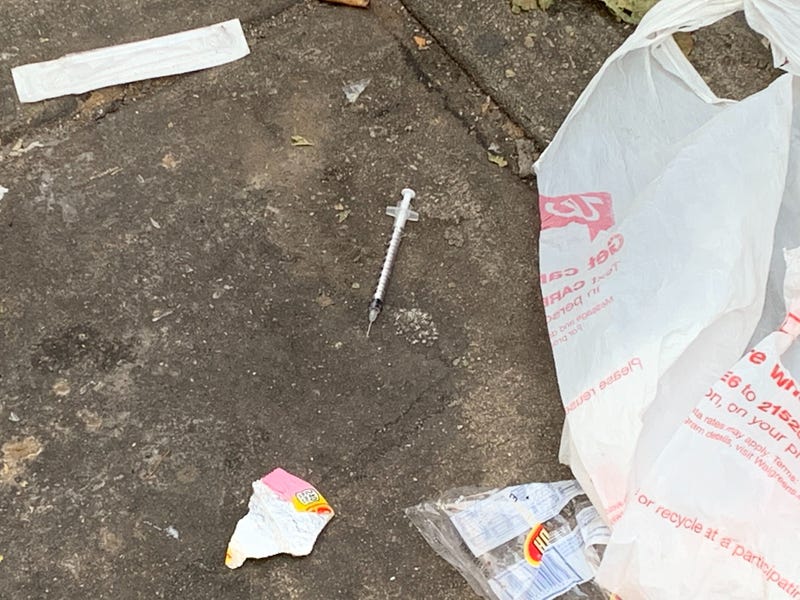 A syringe on the ground in Kensington, as residents say there is still much that must be done to combat the opioid crisis in the area.