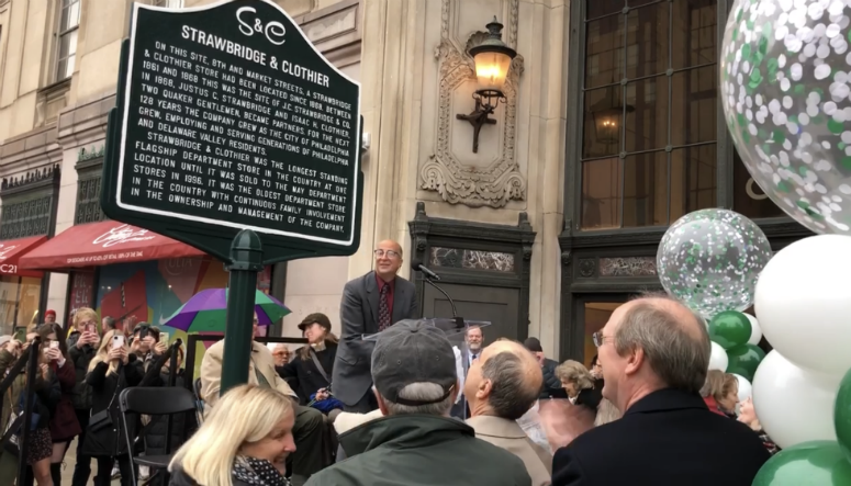 Strawbridge & Clothier historical marker on Market Street.