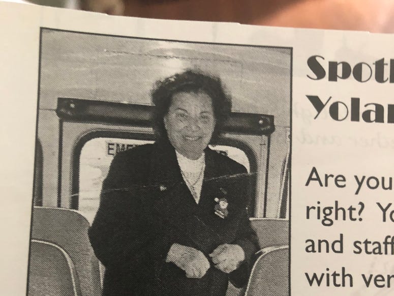 Yolanda Imbriano on the bus