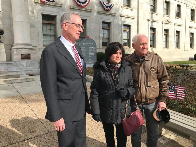 Delaware County Prosecutor Daniel McDevitt, with Rosann DeRsa and Richard DeRosa, parents of Deana Eckman.