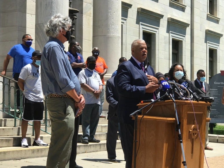 State Sen. Anthony Williams outside the courthouse in Media
