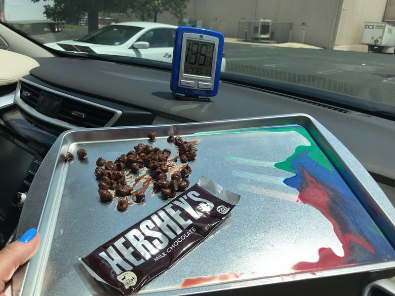 Demonstration of how high temperatures can get inside a car