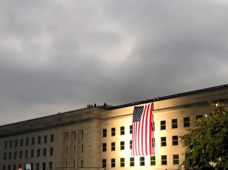 Unfurled flag at Pentagon