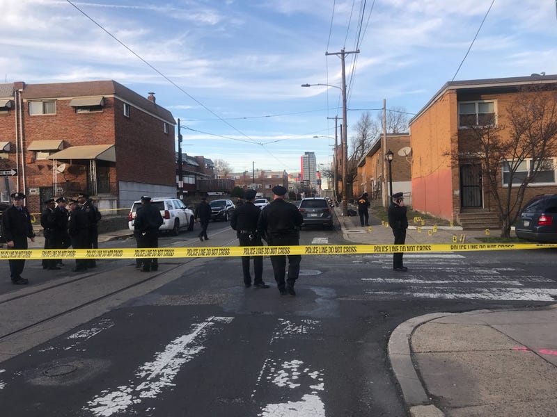 Police at in North Philadelphia after a shooting.