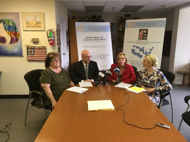 L-R Deborah and Michael McIlmail, CHILD USA CEO Marci Hamilton, former gymnast and abuse survivor Sarah Klein