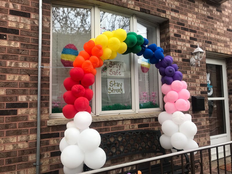 The Snyder family created a balloon arch as well as an Easter egg display to thank essential workers.
