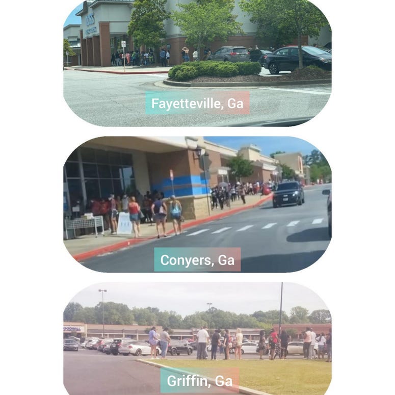 Social media photos outside Ross stores in metro Atlanta show long lines to get in