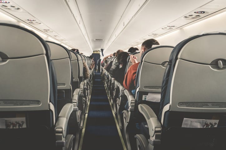 Interior of airplane
