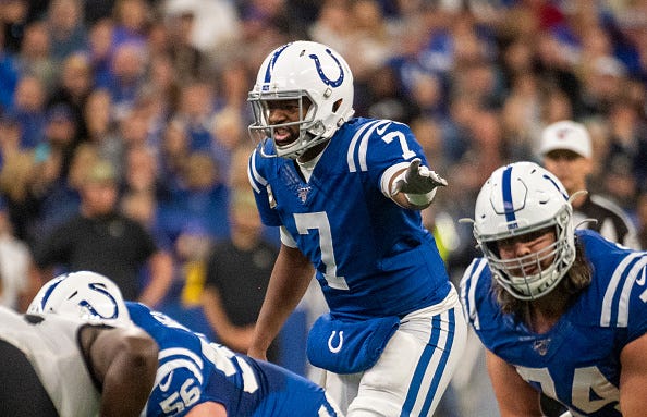 Jacoby Brissett commands the offense for the Colts.