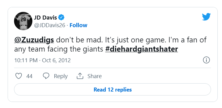 J.D. Davis tweet