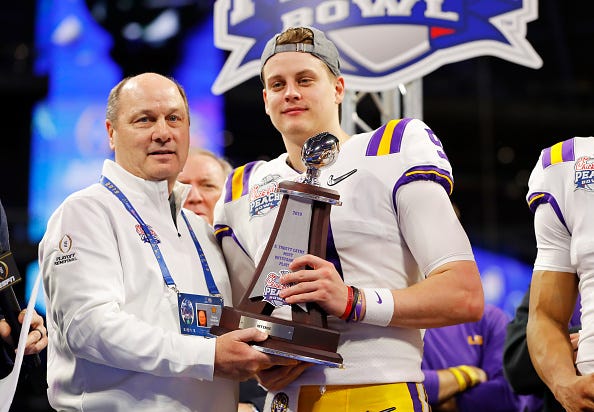 LSU QB Joe Burrow wins the Peach Bowl.