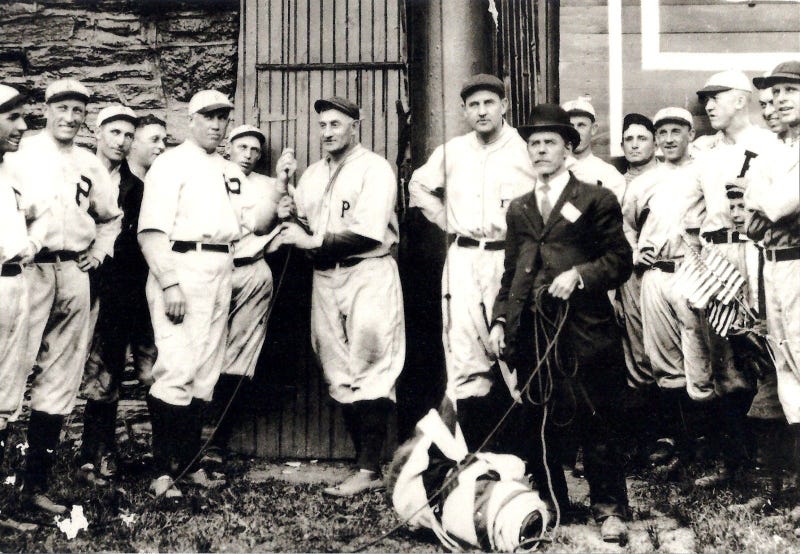 Honus Wagner raising the Jolly Roger