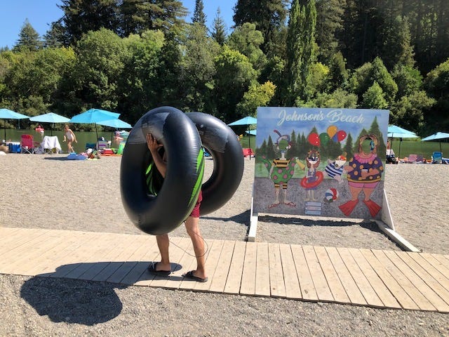 Tourists at Johnson's Beach in Guerneville