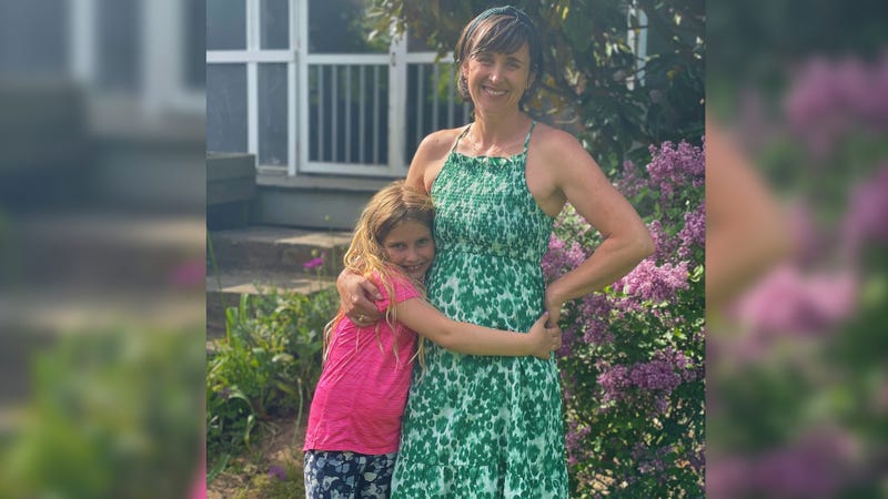 Quinn, 7, and her mother Katie Dubow.