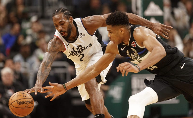 Los Angeles Clippers forward Kawhi Leonard and Milwaukee Bucks forward Giannis Antetokounmpo
