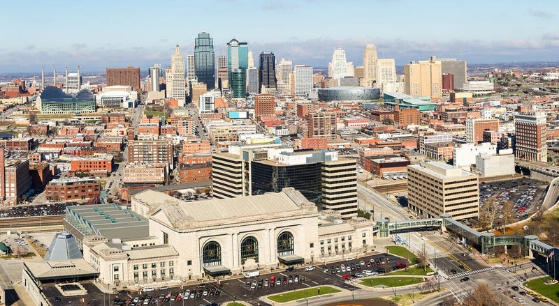 a view of downtown Kansas City, Missouri from the south looking north