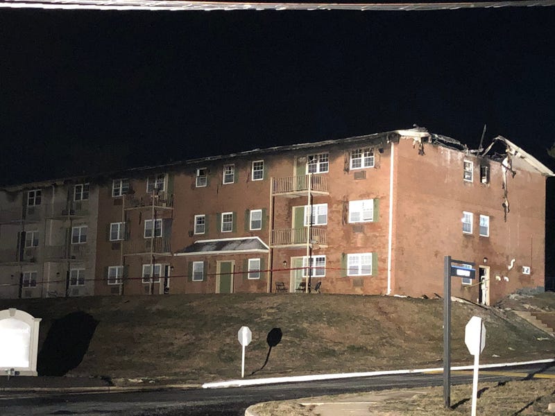As many as 15 people, including an EMT and several police officers, were hurt when a fire tore through this building in King of Prussia.