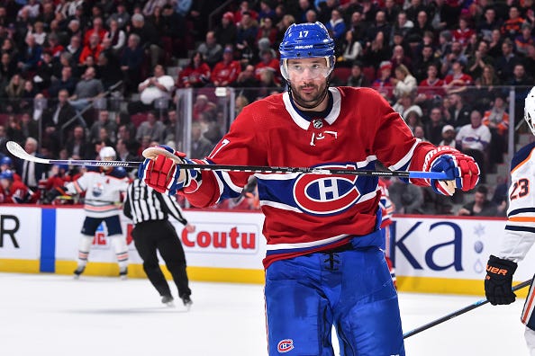 Ilya Kovalchuk glances across the ice during a game with the Canadiens.
