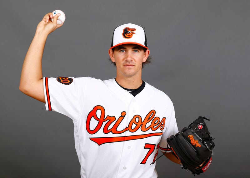 Orioles RHP Dean Kremer poses at Orioles Media Day
