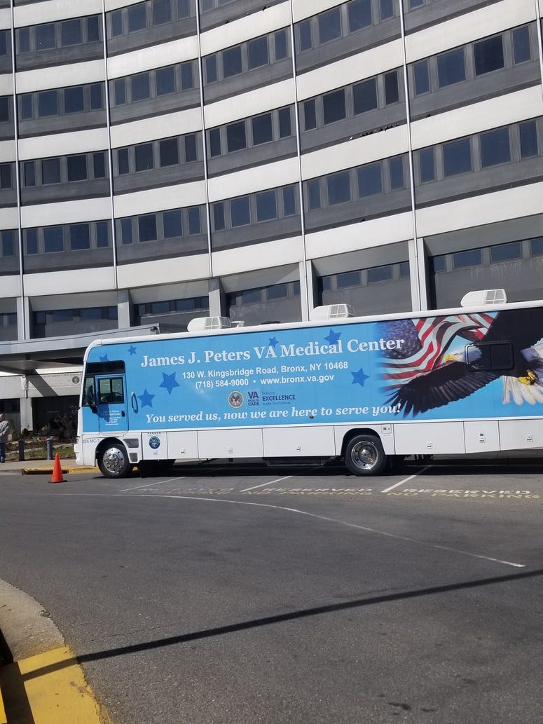 A VA mobile medical unit outside the Bronx VA.