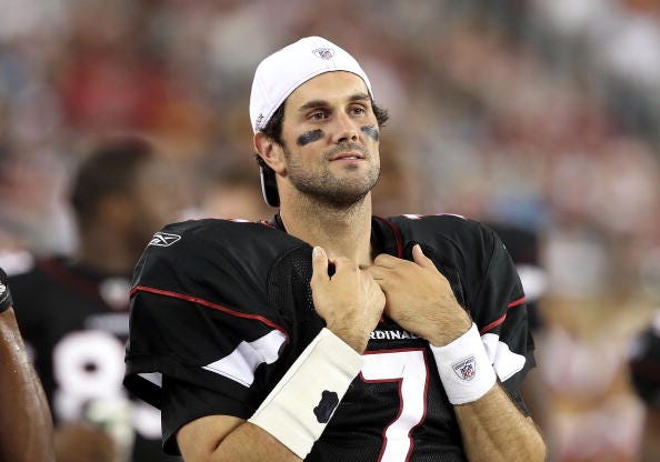 Matt Leinart looks on from the sidelines while with the Arizona Cardinals.