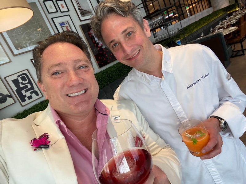 KCBS Radio's Foodie Chap Liam Mayclem with Chef Alex Viriot of La Société Bar & Café.