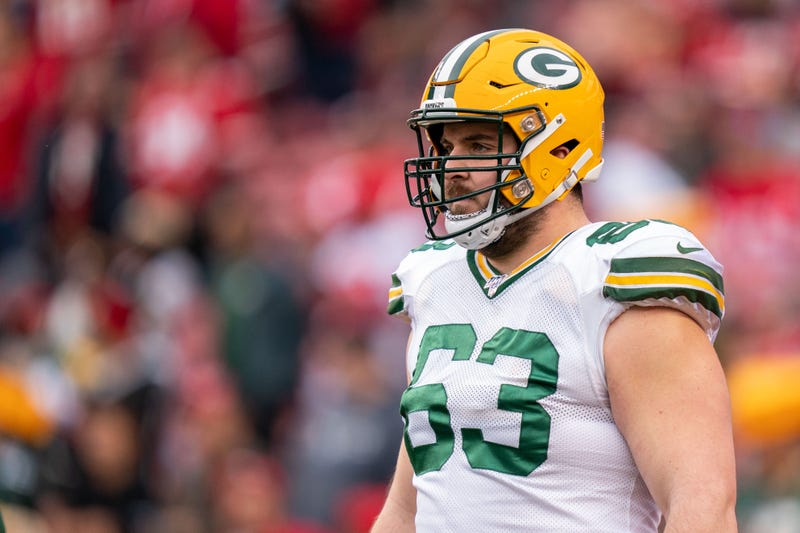 January 19, 2020; Santa Clara, California, USA; Green Bay Packers center Corey Linsley (63) before the NFC Championship Game against the San Francisco 49ers at Levi's Stadium. Mandatory Credit: Kyle Terada-USA TODAY Sports