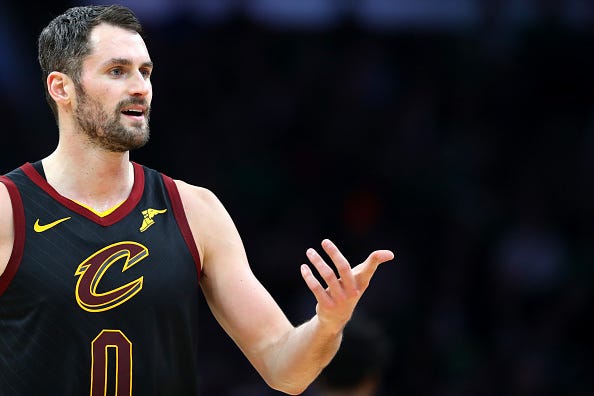 Kevin Love reacts to a call against the Cavaliers.