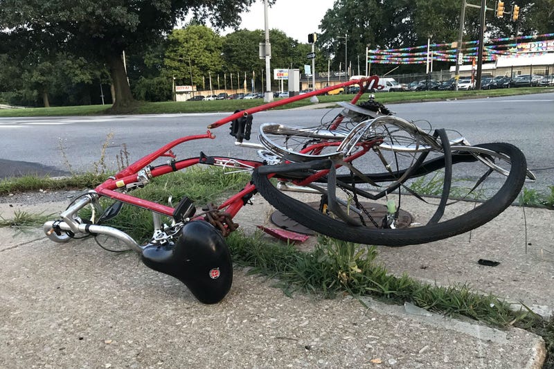 The rider of this bicycle was sent to the hospital after a hit and run on Roosevelt Boulevard.