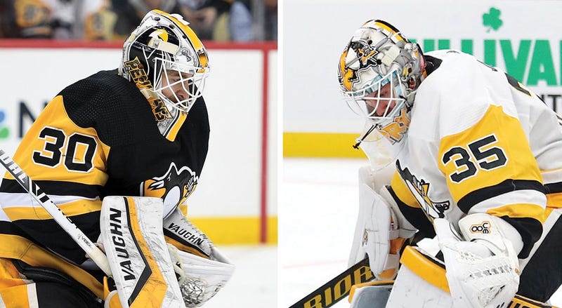 Matt Murray and Tristan Jarry of the Pittsburgh Penguins