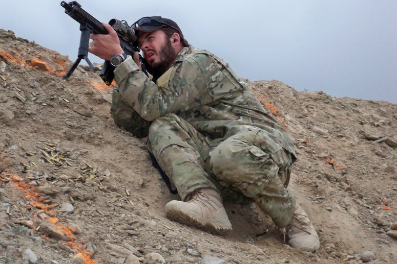 Williams on a range in Afghanistan