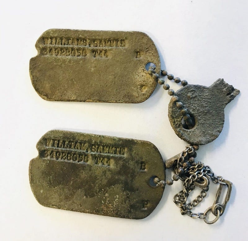 Local German Simon Krieger-Pleus discovered a pair of World War II U.S. military identification tags during a nature walk