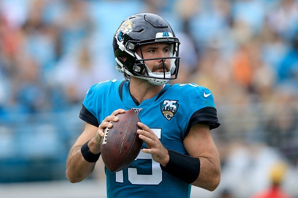Gardner Minshew looks to make a throw for the Jaguars.