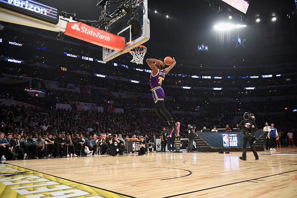 Donovan Mitchell dunks in the 2018 contest.