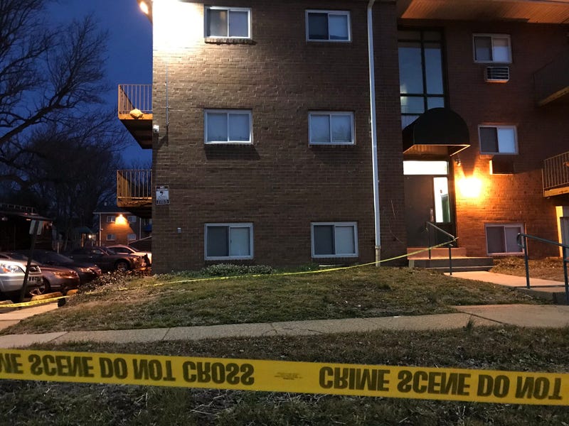 Police section off the Robert Morris Apartments in Morrisville.